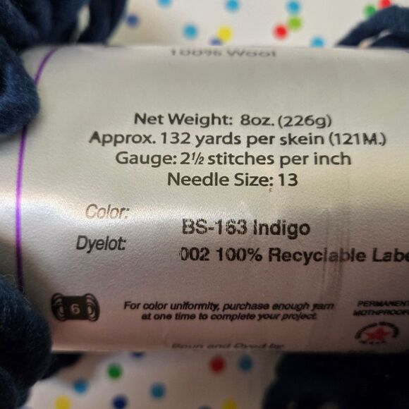 BROWN SHEEP COMPANY BURLY SPUN 100% WOOL INDIGO BLUE 8 OZ, For Needle Sz 13 - Picture 7 of 10